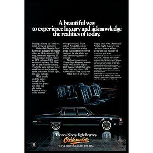 1981 Oldsmobile Ninety-Eight Regency 98 Vintage Print Ad Black Sedan Wall Art